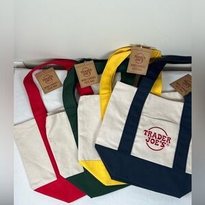 Trader Joe’s Winter 2025 Mini Canvas Tote Bags Set Of All Four Colors